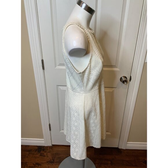 Free People Cream Floral Embroidered Mini Sleeveless Dress, Size 10 - Picture 2 of 5